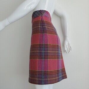 L.L. Bean Pink Plaid Wool Pencil Skirt